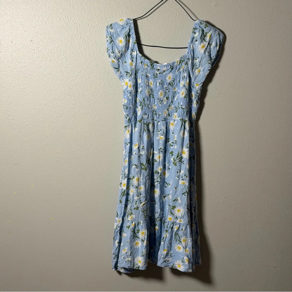 Children’s Place Kids Girl‎ Floral Blue Dress Short Sleeves Smocked size 16 XXL